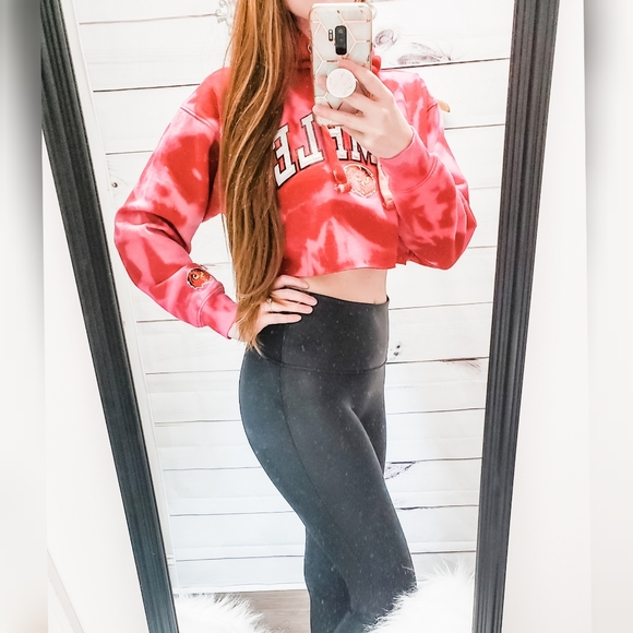 None Sweaters - Custom cropped bleached hoodie Temple Owls S M L